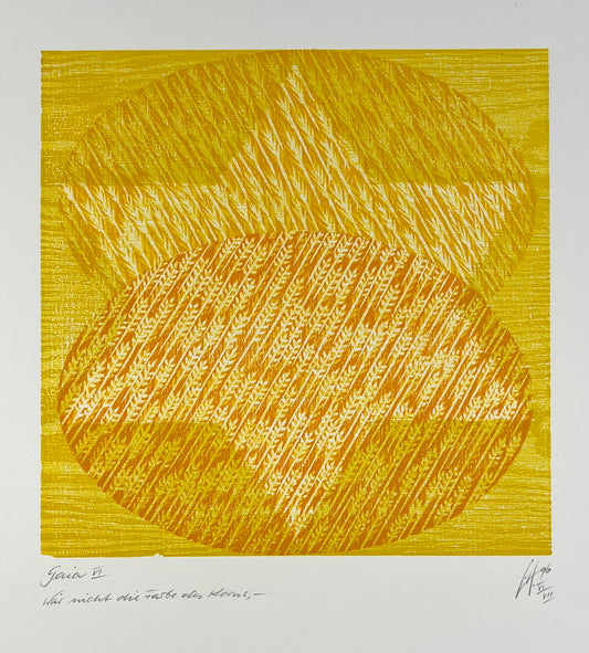 Hermanns, Gerhard, Gaia VI, Wär nicht die Farbe des Korns, 38 x 38cm, VI/VII, Holzschnitt, 1996