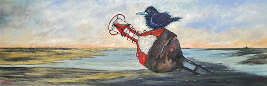 West, Ole, Gar nicht schlecht "Sonne" Tonne, 50 x 150cm, Öl auf Leinwand