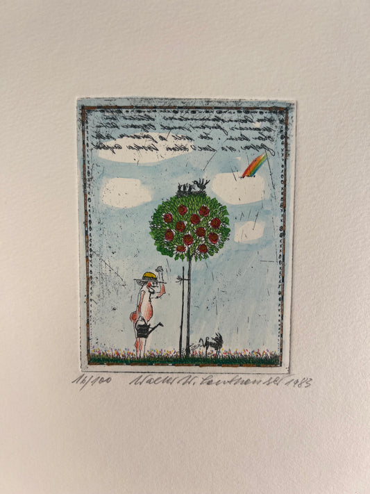Leutheuser,  Walter W., Garten Eden, 10 x 8cm, 16/100, Radierung, 1983