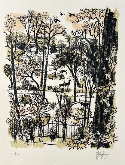 Piatti, Celestino, Garten, 47 x 36,5cm, e.a., Lithografie