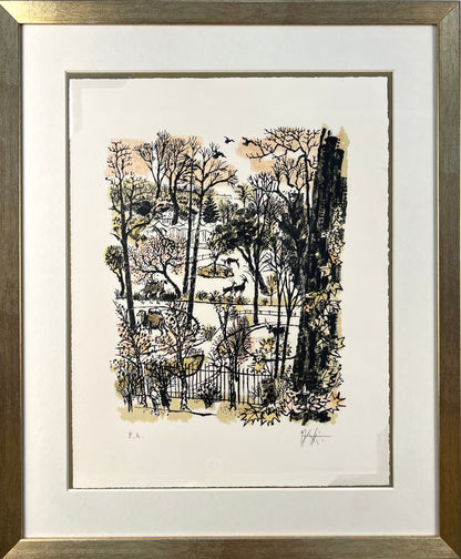 Piatti, Celestino, Garten, 47 x 36,5cm, e.a., Lithografie