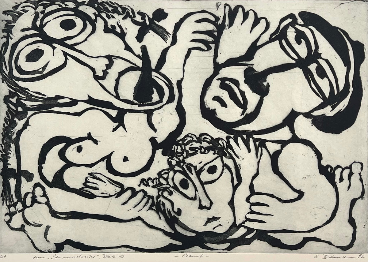 Beckmann, Otto, Geburt, 38,5 x 56cm, 1/10, Radierung, Blatt 10 aus der Schimmelreiter-Mappe