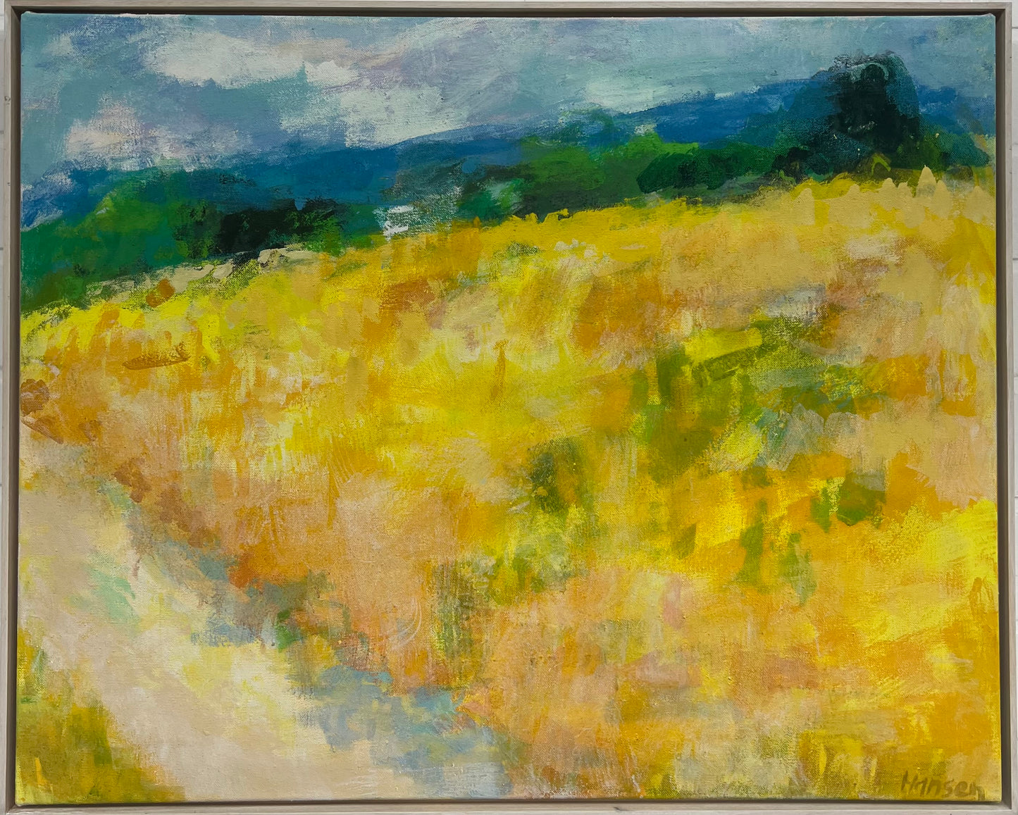 Hansen, Ulrike, Gelbes Feld, 80 x 100cm, Eitempera auf Leinwand, 2023