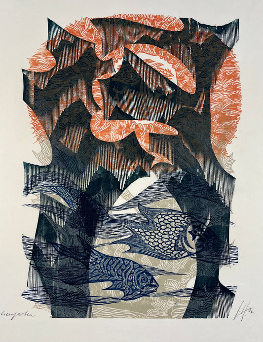 Hermanns, Gerhard, Märchengarten, 66 x 51cm, 1/1, Holzschnitt, 1972