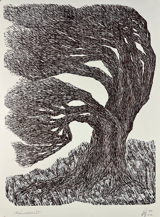 Hermanns, Gerhard, Windschur, Baum, 90 x 65cm, e.a., Holzschnitt