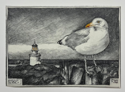 West, Ole, Gesellschaft der Möwe, 21 x 29,7cm, Mischtechnik