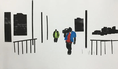Tchepets, Anja, Ghettoblaster, 46,5 x 76cm, Radierung und Collage