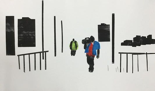 Tchepets, Anja, Ghettoblaster, 46,5 x 76cm, Radierung und Collage