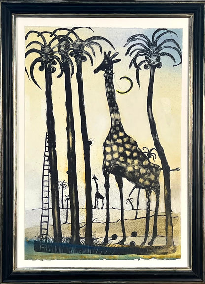 Leiß, Hans-Ruprecht, Giraffen und Kokospalmen, 59,5 x 38cm, Lithografie