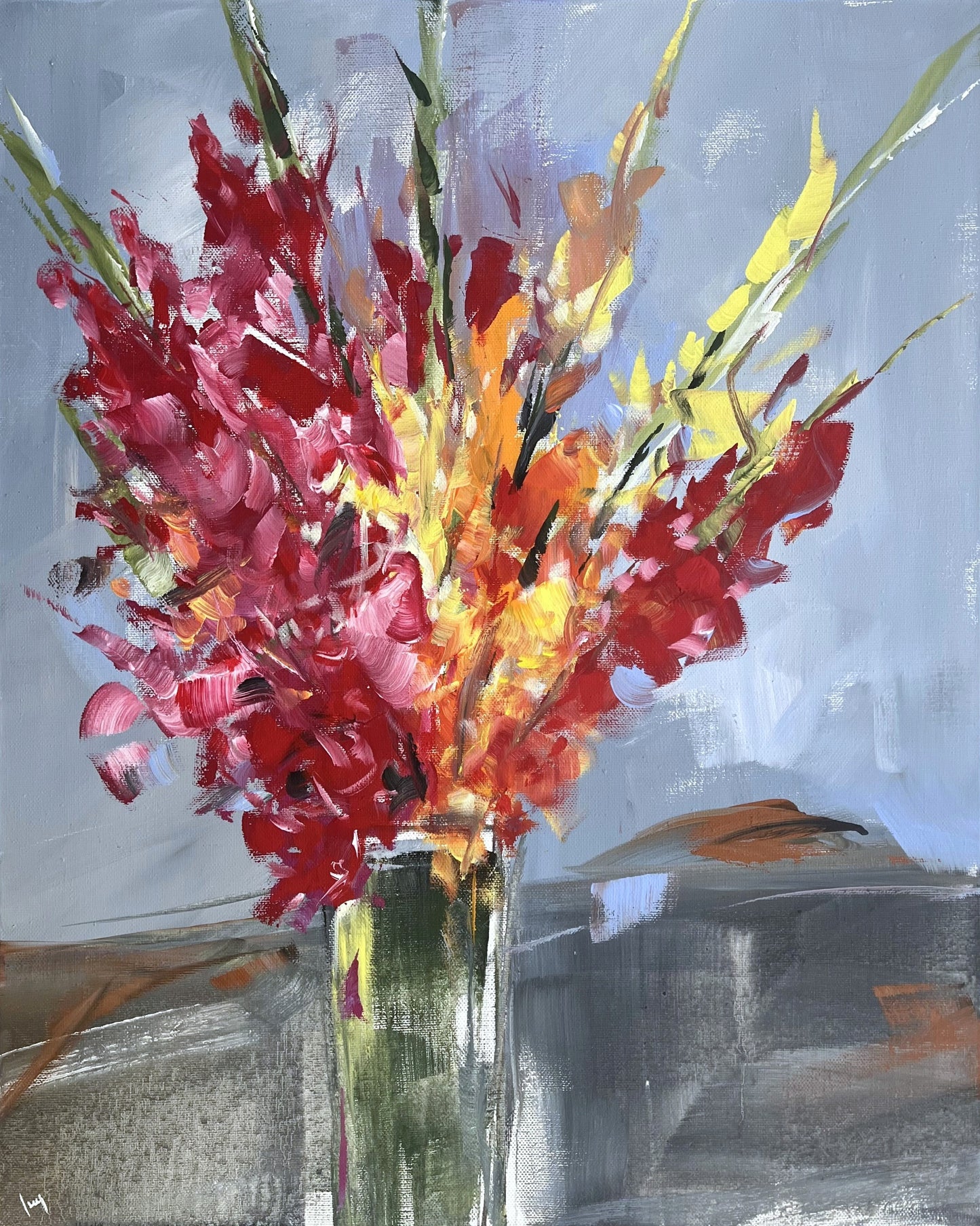 Ramm, Ines, Gladiolen, 100 x 80cm, Arcyl auf Leinwand