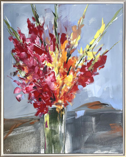 Ramm, Ines, Gladiolen, 100 x 80cm, Arcyl auf Leinwand