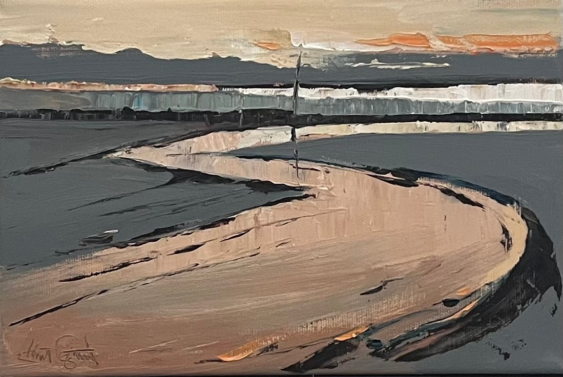 Tegtmeier, Claus, Golden Beachlines VI, 20 x 30cm, Öl auf Leinwand