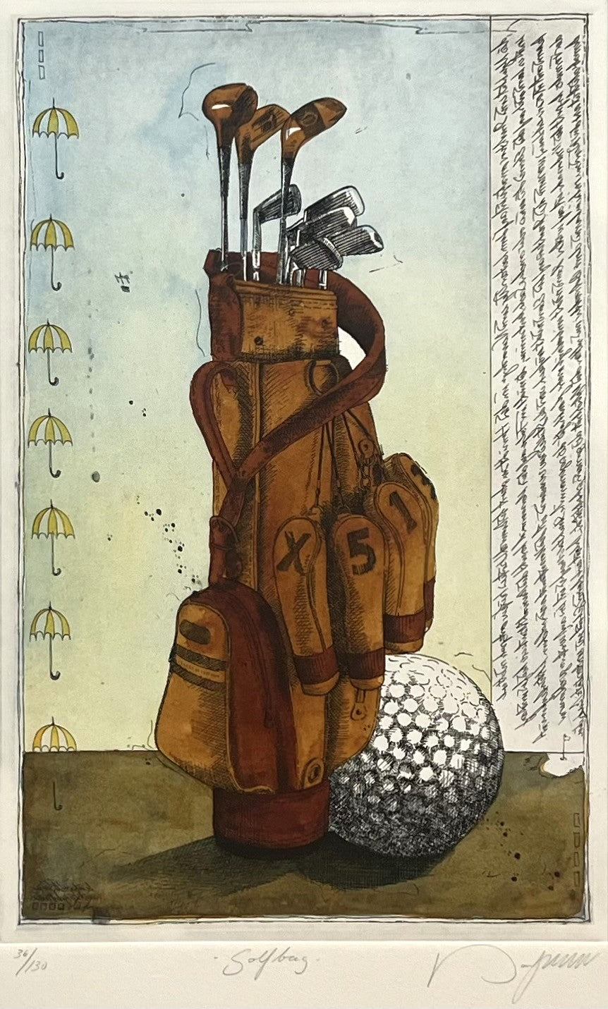 Portugal, Dieter, Golfbag, 50 x 40cm, Farbradierung