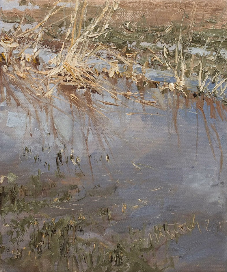 Meinel, Mathias, Gräser am Feldrand, 30 x 24cm, Öl auf Leinw., 2021