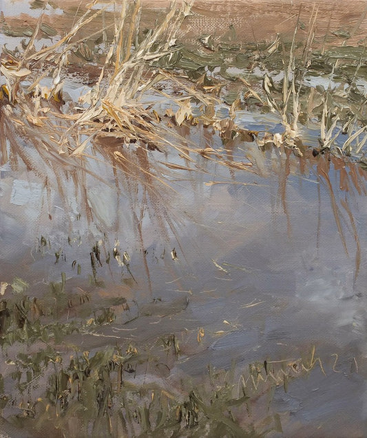 Meinel, Mathias, Gräser am Feldrand, 30 x 24cm, Öl auf Leinw., 2021