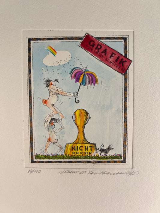 Leutheuser,  Walter W., Grafik, 12 x 10cm, 27/100, Radierung, 1983