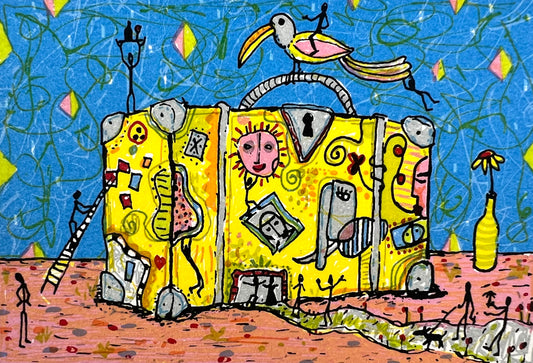 Grimm, Max, Gute Reise, 9 x 14cm, Siebdruck, 2014