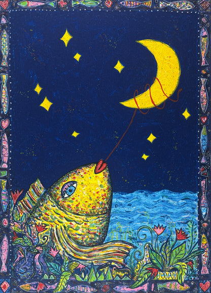 Grimm, Max, Mondfänger, 70 x 50cm, 48/50 II, Siebdruck, 2014