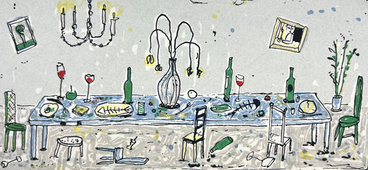 Grimm, Max, Nach dem Fest, 59/60, 9 x 20cm, Siebdruck, 2024