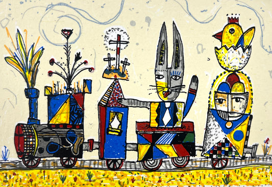Grimm, Max, Osterzug, e.a., 10 x 13cm, Siebdruck, 2022