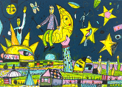 Grimm, Max, Sonne, Mond u. Sterne, 14 x 20cm, e.a., Siebdruck