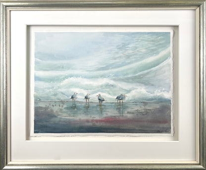 Entrich, Stephanie, Große Wellen/5Möwen, 30 x 40cm, Aquarell