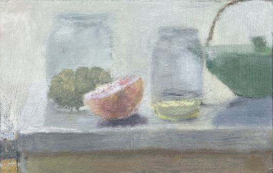 Feyen, Harald, Grüne Teekanne, 22 x 34,5cm, Ölgemälde