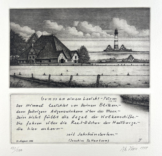 Froese, Peter, Gruss an einen Leucht-Turm, 18,5 x 18cm, 133/200, Kupferstich