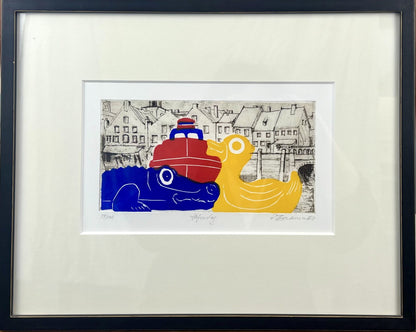 Beckmann, Otto, Hafentag aus "Husum Ansichtssache", 12,7 x 24,5cm, 54/100 Radierung