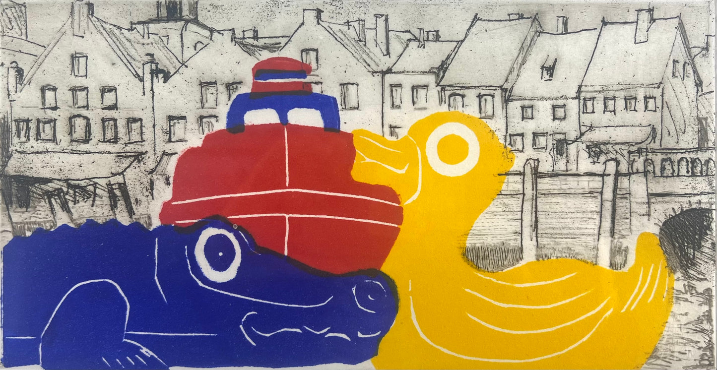 Beckmann, Otto, Hafentag aus "Husum Ansichtssache", 12,7 x 24,5cm, 54/100 Radierung