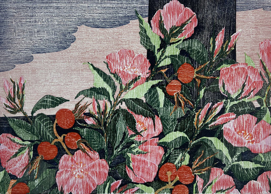 Hermanns, Gerhard, Hagebutten, 28,5 x 40cm, VIII/XV, Holzschnitt, 1986