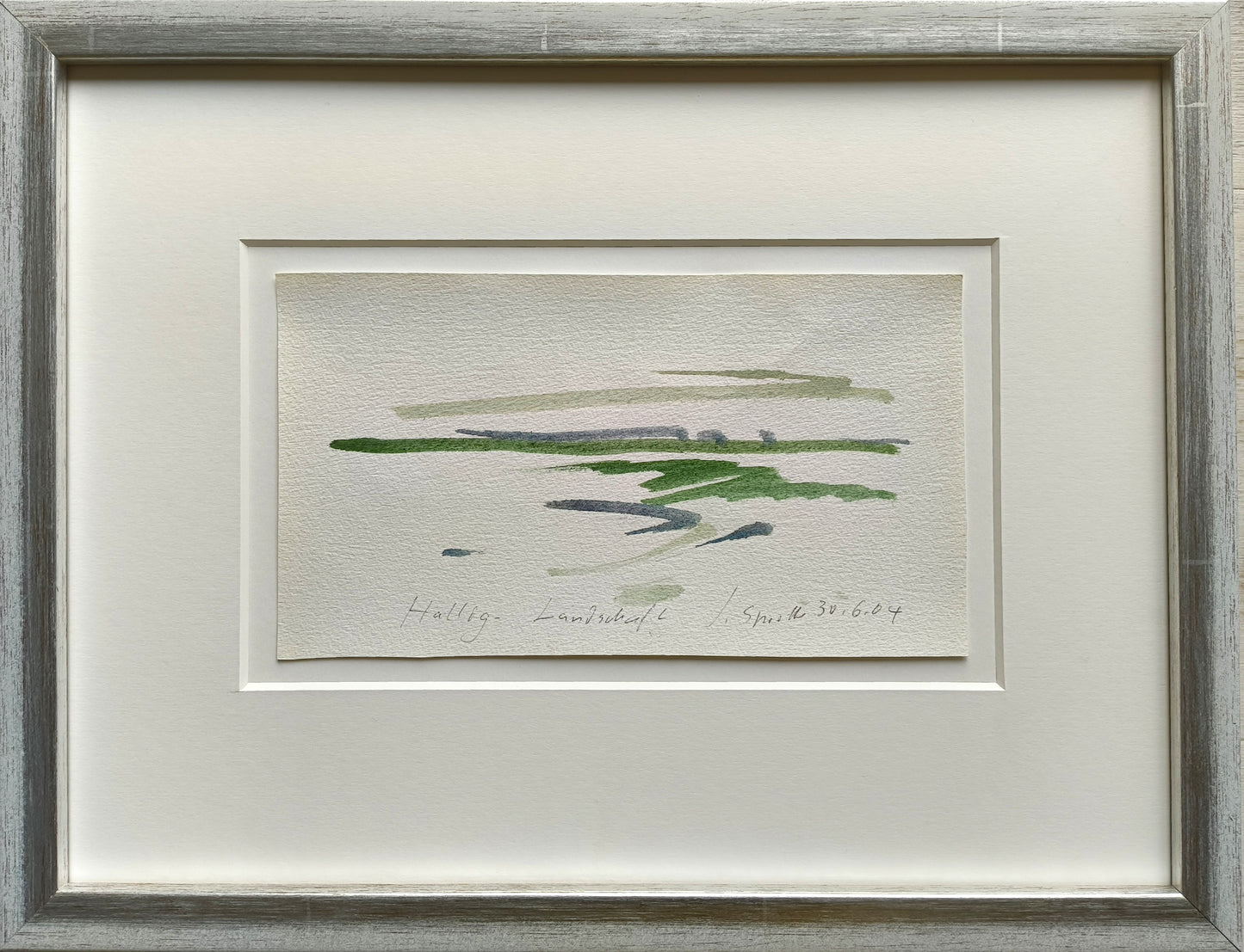 Sprotte, Siegward, Hallig-Landschaft 30.06.04, Aquarell auf Bütten, 13,3 x 23,3 cm