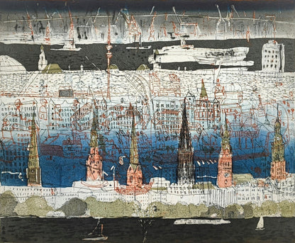 Behrendt, Falko, Hamburg I (9/30), 26,7x32,5, Farbradierung, 2007