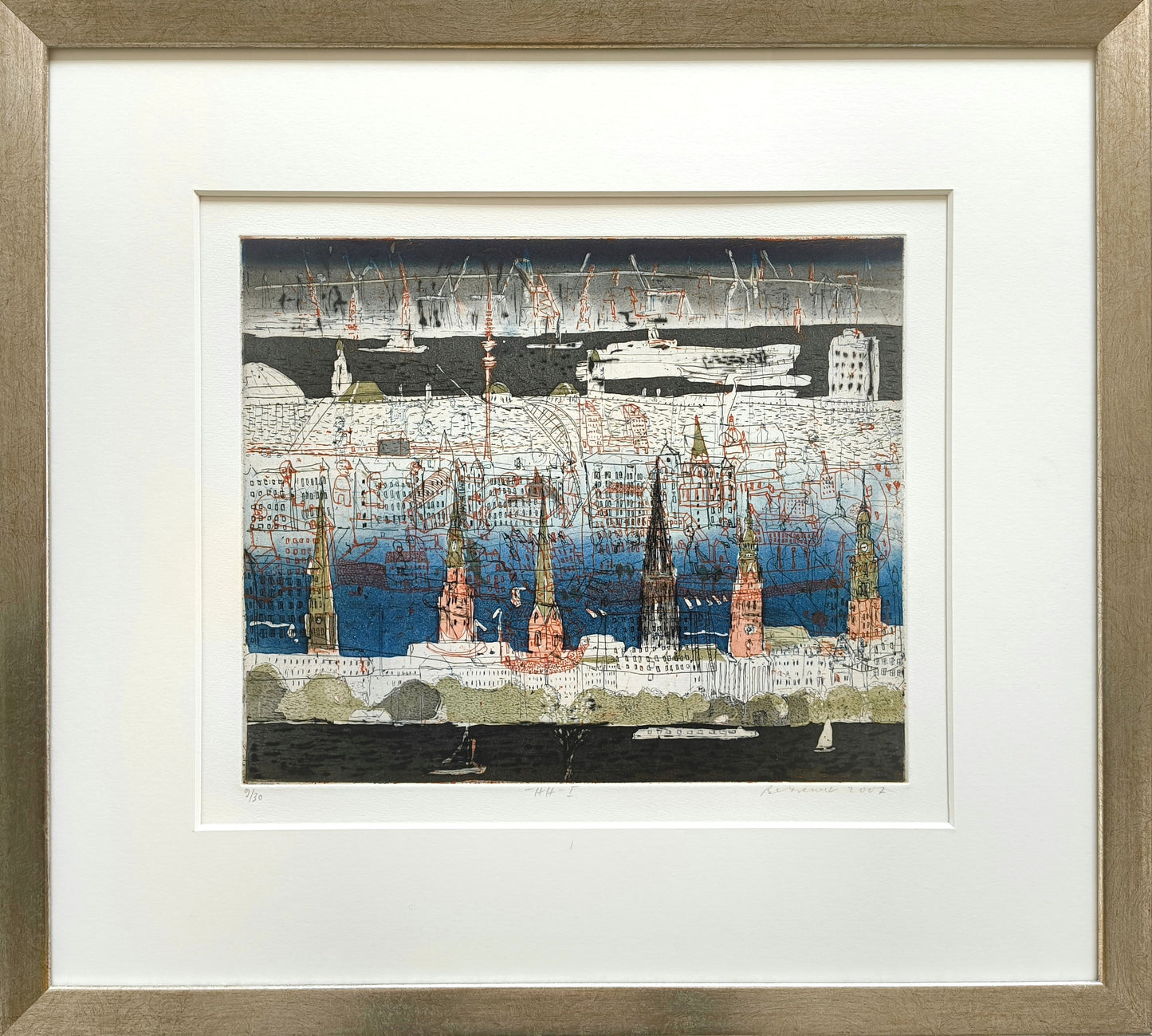Behrendt, Falko, Hamburg I (9/30), 26,7x32,5, Farbradierung, 2007