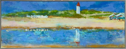 Hansen, Ulrike, Leuchtturm Egmond, 60 x 160cm, Eitempera auf Leinwand, incl. Künstlerrahmen, 2024