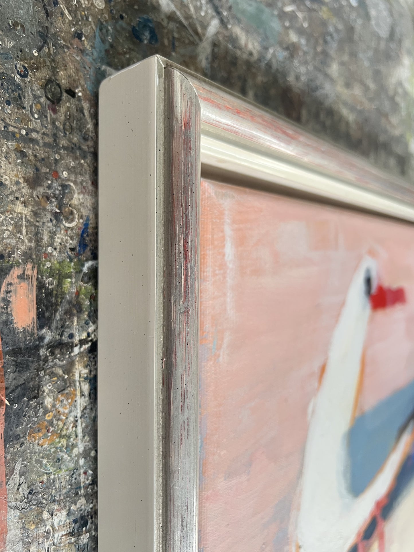 Hansen, Ulrike, Möwe auf Rosa, 2019, 30x40cm, Eitempera auf Leinwand