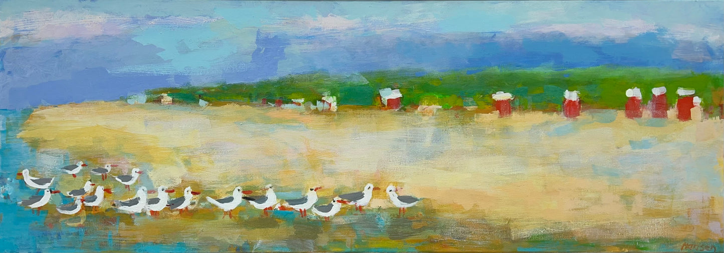 Hansen, Ulrike, Möwenstrand, 60 x 170cm, Eitempera auf Leinwand, 2015