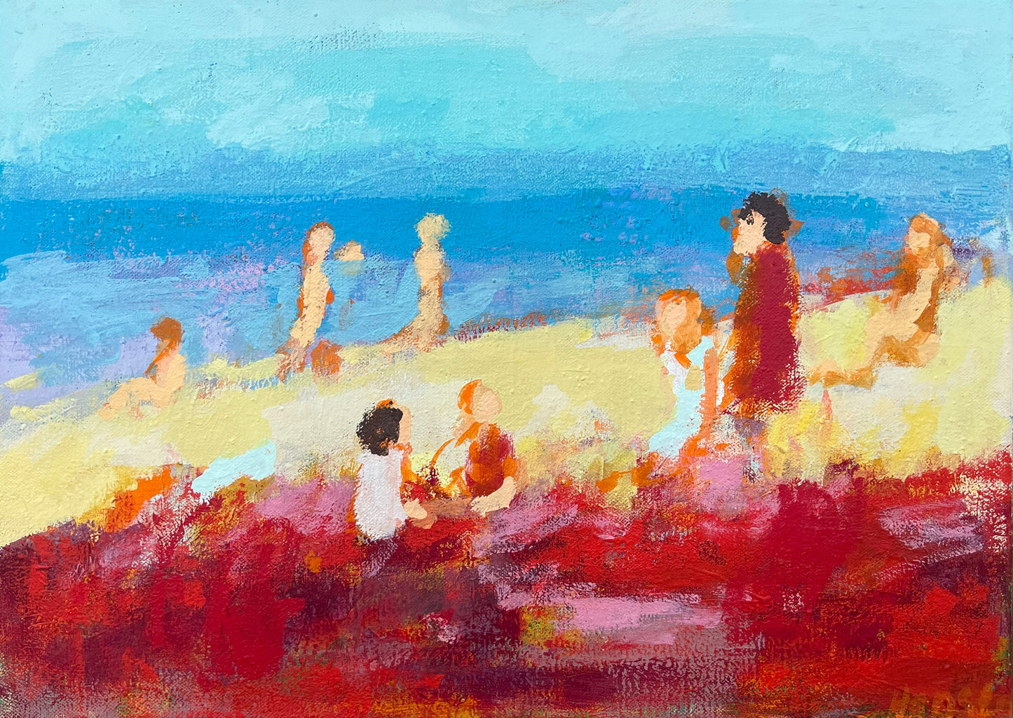 Hansen, Ulrike, Roter Strand, 2022, 50x70cm, Eitempera auf Leinwand