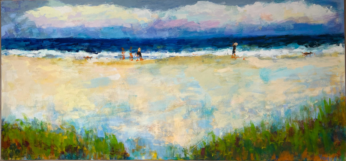 Hansen, Ulrike, Weiter Strand, 2024, 80x170cm, Eitempera auf Leinwand