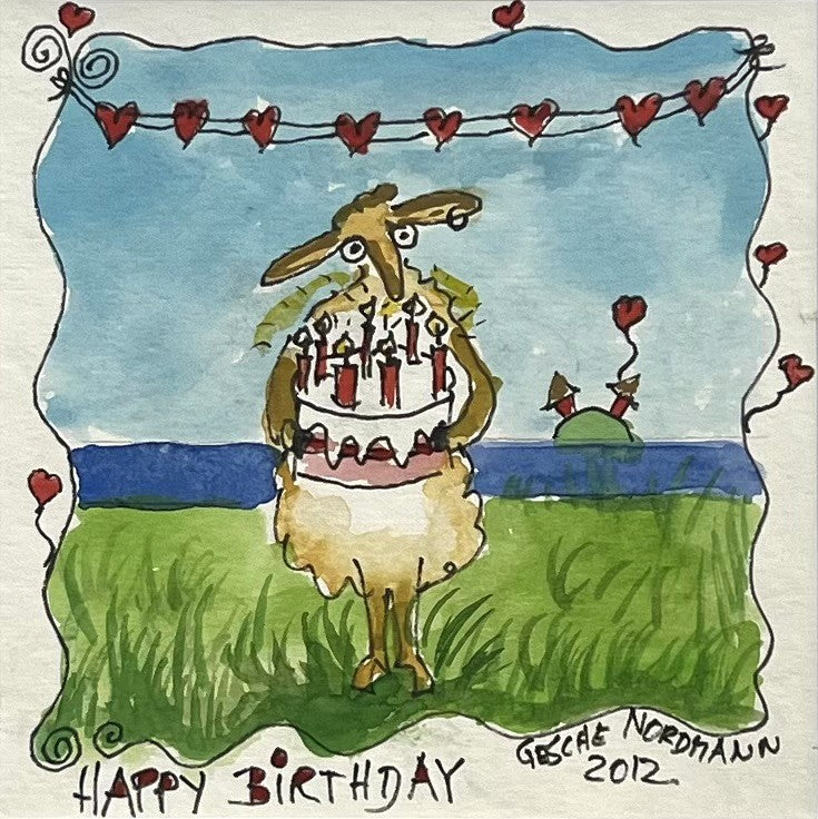 Nordmann, Gesche, Happy Birthday, 30 x 30cm, Aquarell