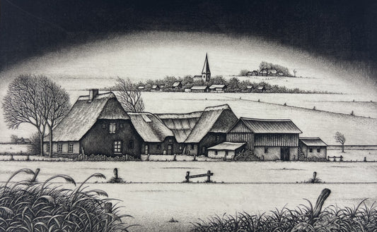 Froese, Peter, Hattstedtermarsch, 12,5 x 20,5cm, Kupferstich, 1998 (Kopie)