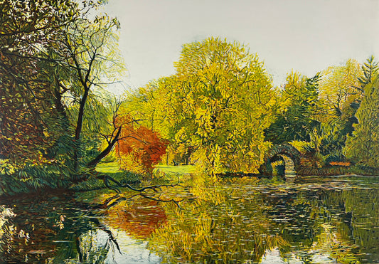 Hermann, Günther, Hohe Brücke Wörlitzer Gartenreich, 34,5 x 39,7cm, Farbradierung