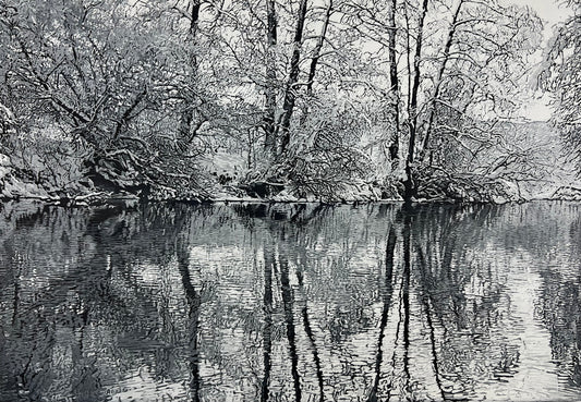 Hermann, Günther, Winter an der Lahn, 34,5 x 49,5cm, Radierung