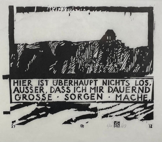 Knortz, Manuel, Hier ist überhaupt nichts los, 27 x 33cm, 6/20, Holzschnitt, 2018