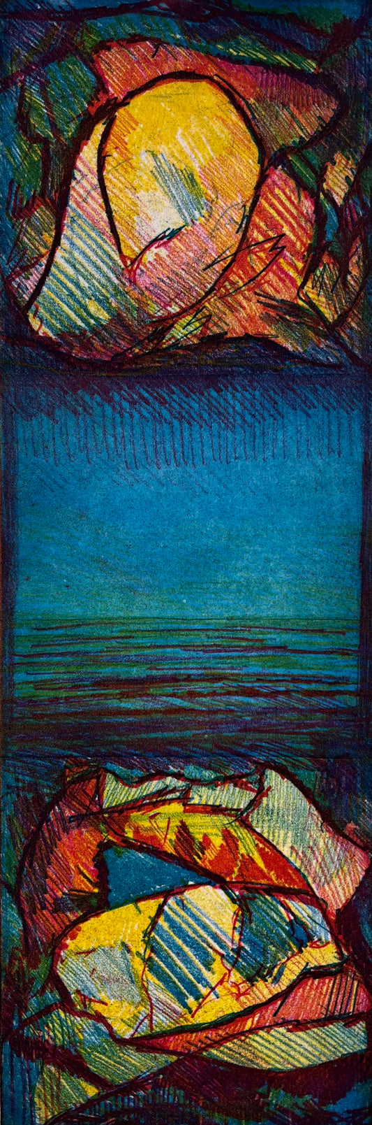 Hofmann, Gerhard, Am Grund die Steine, 68 x 40cm, Farbradierung