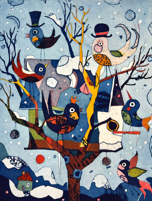 Hofmann, Gerhard, Winter, 33,8 x 25,5cm, 13/120, Farbradierung, 1996