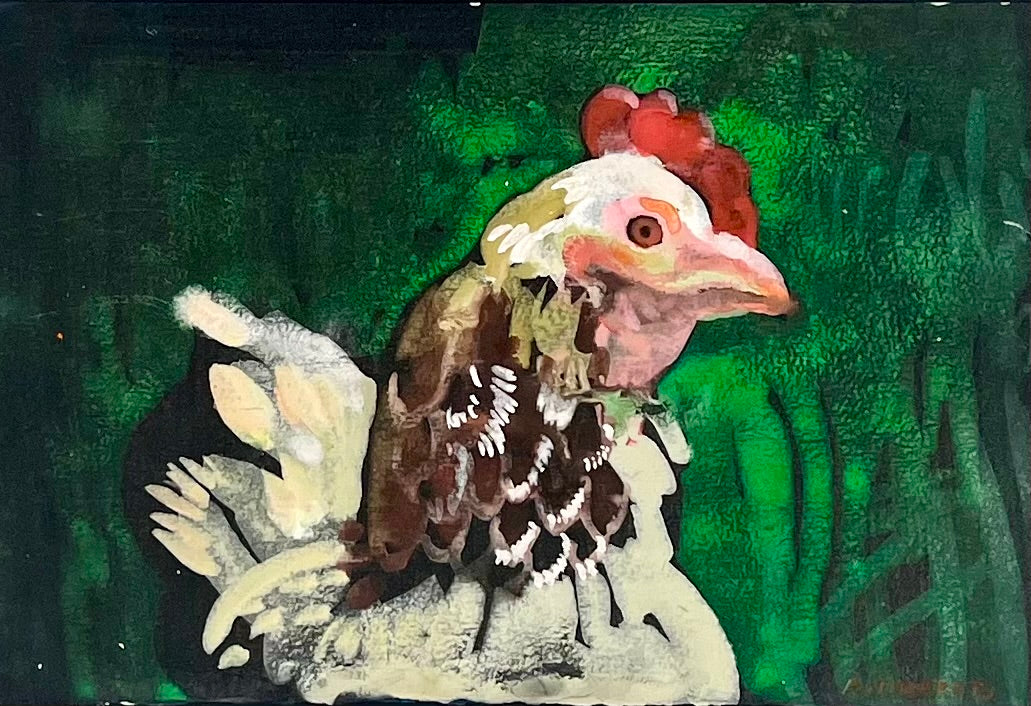 Tchepets, Anja, Huhn II, 16,5 x 24,5cm, Gouache