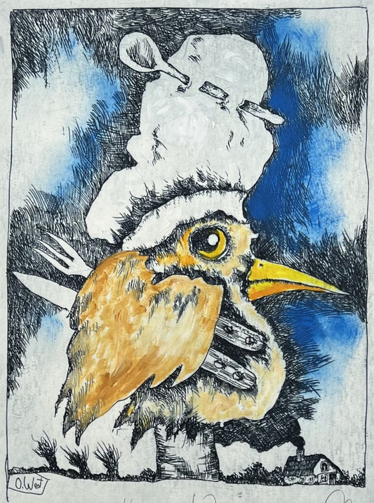 West, Ole, Huhn ein Kochhuhn, 20 x 15cm, Radierung