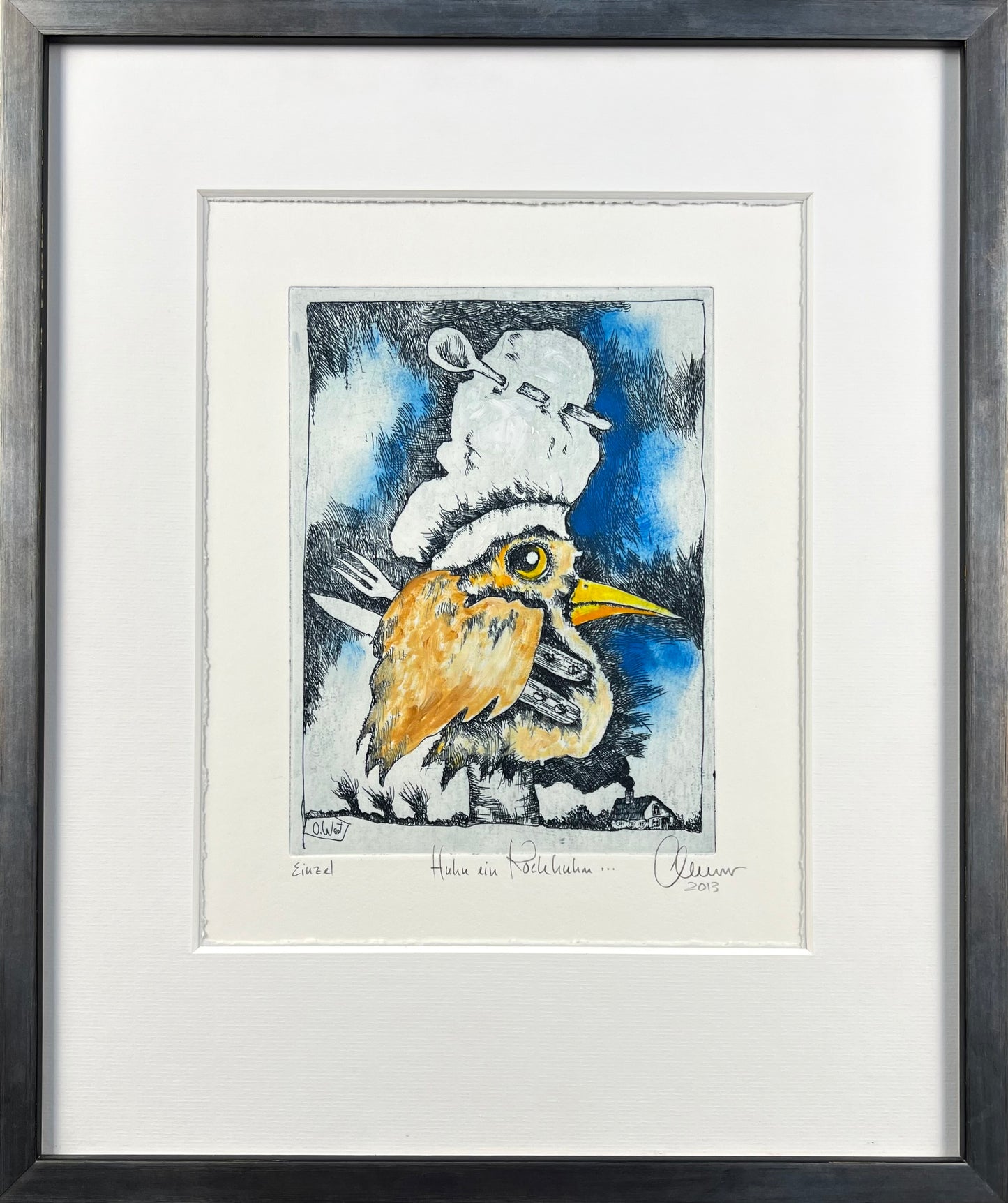 West, Ole, Huhn ein Kochhuhn, 20 x 15cm, Radierung