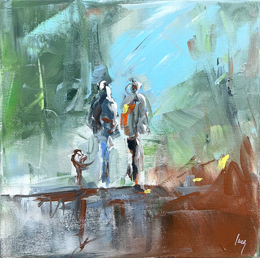 Ramm, Ines, Hunderunde, 25 x 25cm, Acrylgemälde